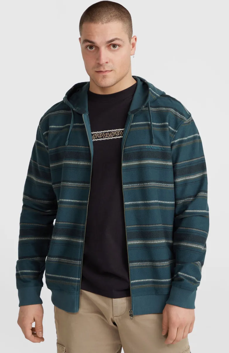 Bavaro Capuchonvest Met Volledige Rits | Blue Ikat Stripe
