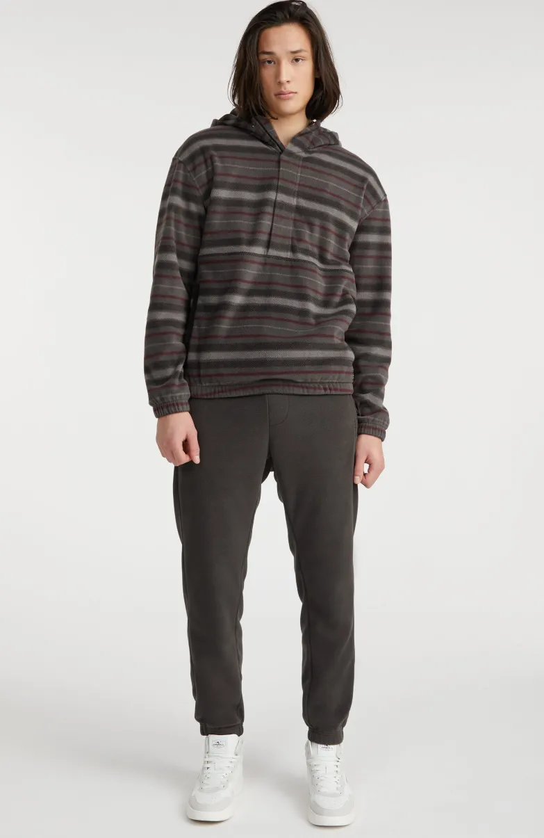 Hoodie Superfleece Met Halve Rits | Grey Crossover Stripe