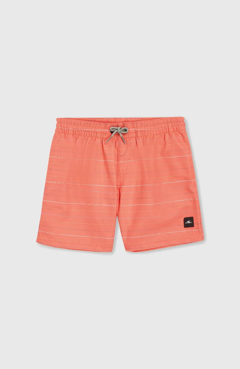 Mix And Match Cali First 13" Zwembroek | Living Coral First Name Stripe