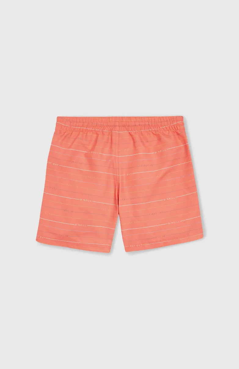Mix And Match Cali First 13" Zwembroek | Living Coral First Name Stripe