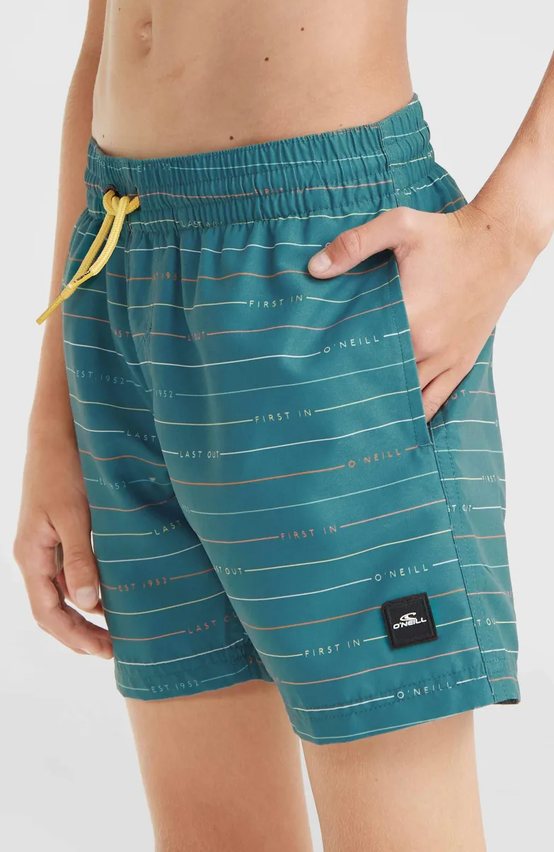 Mix And Match Cali First 13" Zwembroek | Lily Pad First Name Stripe