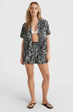 Short Java Wave Met Hoge Taille | White . Black Comic Seaweed