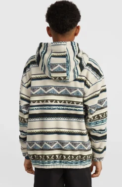 Superfleece Hoodie Met Halve Rits | Grey Ikat Stripe