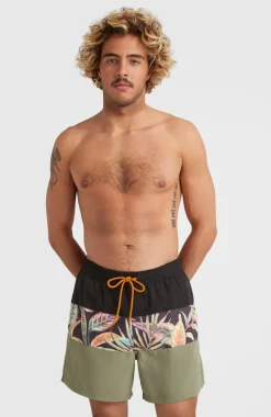 Zwemshort Cali Block 15'' | Black Tropical Flower